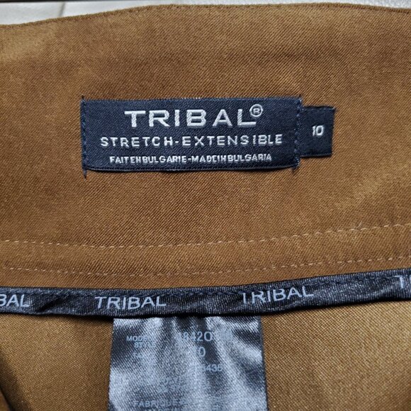 NWOT Tribal Stretch-Extensible Camel Brown Skirt Faux Suede Midi Skirt Size 10 - Picture 9 of 11